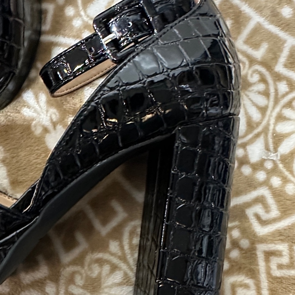 Sun + Stone Glossy Black Croc Heels - Picture 4 of 12